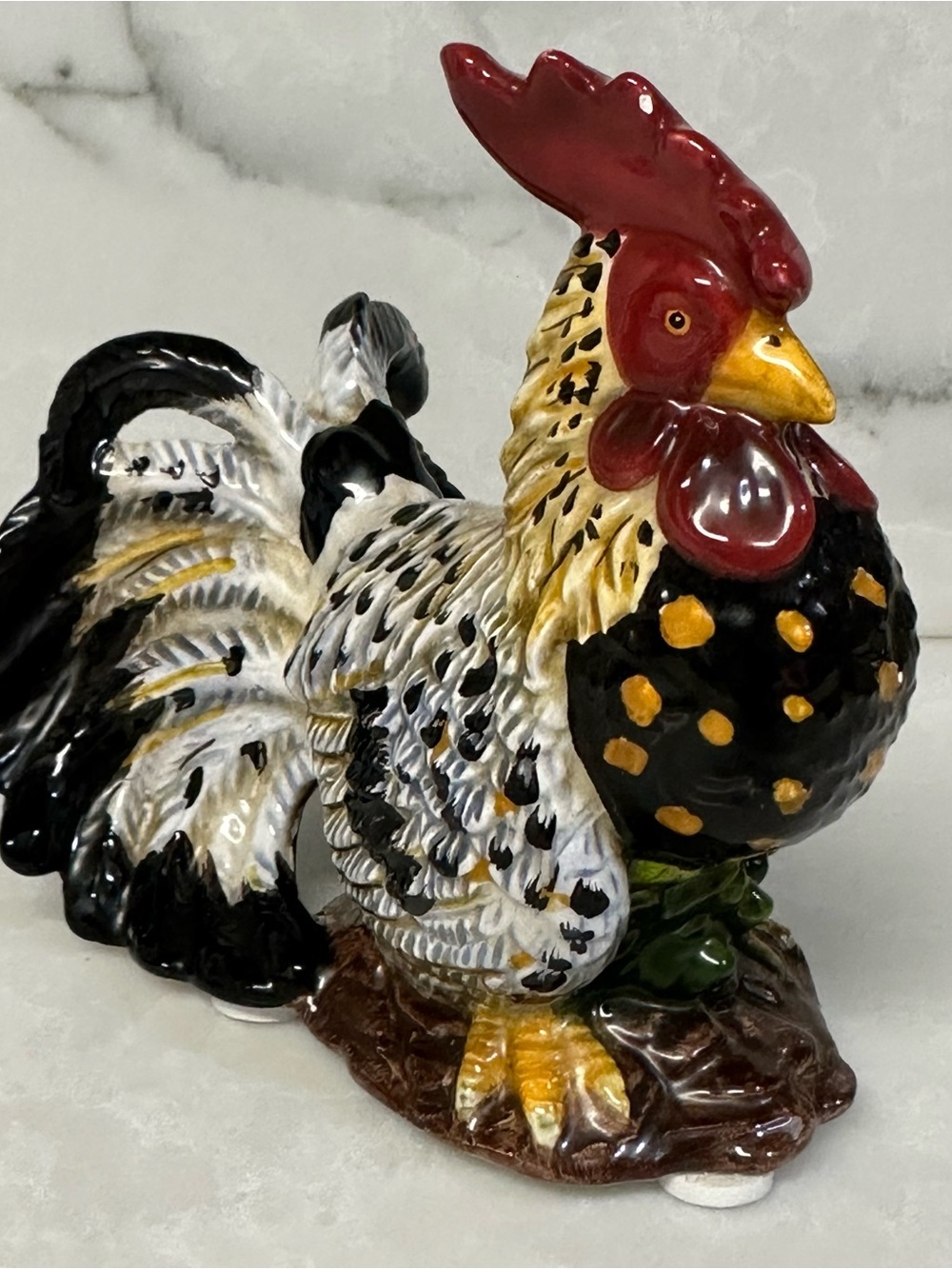 Hand-Painted Ceramic Rooster Figurine in Red, Black & White - Home Accents
